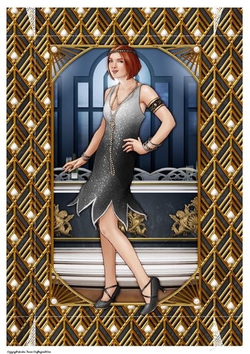 Art Deco Lady Arabella A4 Gift Box (Black)