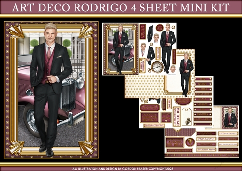 Art Deco Rodrigo 4 Sheet Mini Kit (Dark Pink)