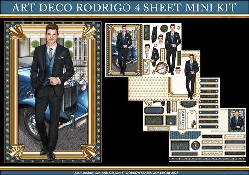 Art Deco Rodrigo 4 Sheet Mini Kit (Dark Blue)