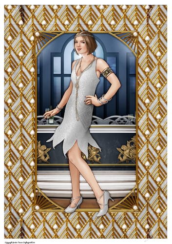 Art Deco Lady Arabella A4 Gift Box (Silver)