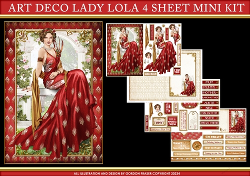 Art Deco Lady Lola 4 Sheet Mini Kit (Red)