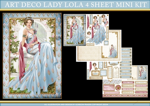 Art Deco Lady Lola 4 Sheet Mini Kit (Blue)