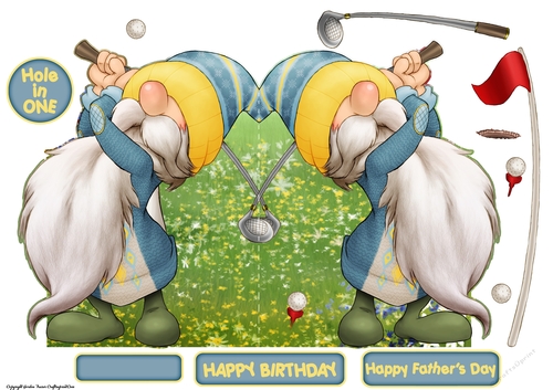 Golf Gnome Blue Shaped Card