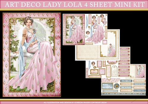 Art Deco Lady Lola 4 Sheet Mini Kit (Pink)