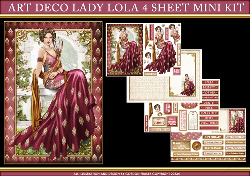 Art Deco Lady Lola 4 Sheet Mini Kit (Dark Pink)