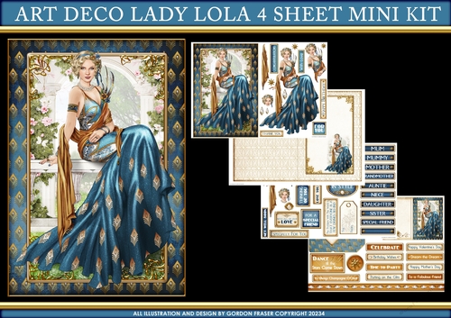 Art Deco Lady Lola 4 Sheet Mini Kit (Dark Blue)