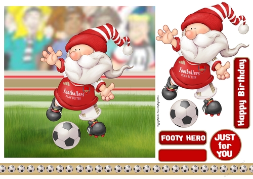 Football Gnome Red and White 7x7 Quick Card