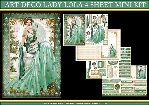 Art Deco Lady Lola 4 Sheet Mini Kit (Aqua)