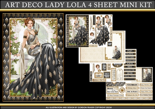 Art Deco Lady Lola 4 Sheet Mini Kit (Black)