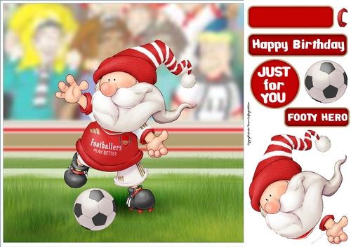 Football Gnome Red and White 8x8 Quick Card