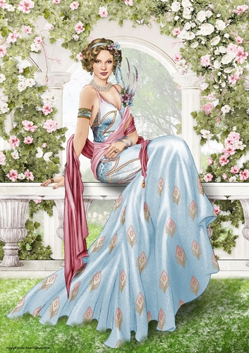 Art Deco Lady Lola 4 A4 (Blue)
