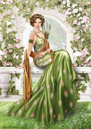 Art Deco Lady Lola 4 A4 (Green)