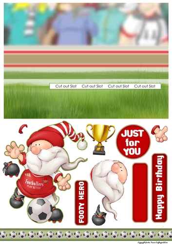 Football Gnome Red and White Slider Card