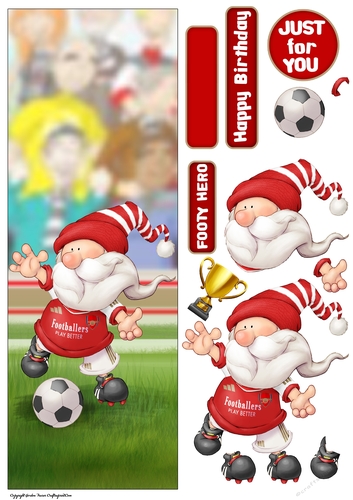 Football Gnome Red and White Large Vertical DL
