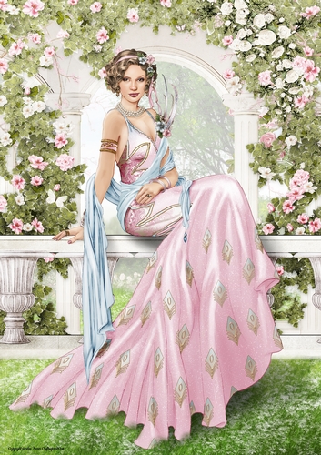 Art Deco Lady Lola 4 A4 (Pink)
