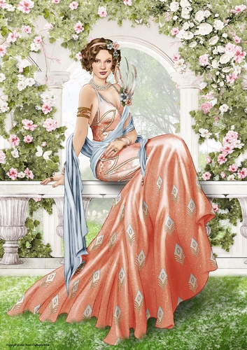 Art Deco Lady Lola 4 A4 (Peach)