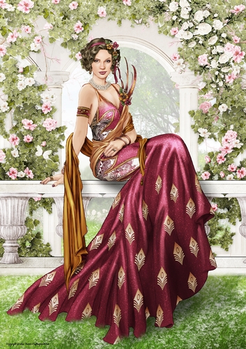 Art Deco Lady Lola 4 A4 (Dark Pink)