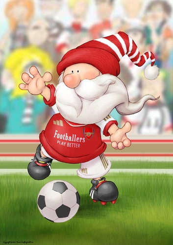 Football Gnome Red and White A4