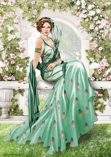 Art Deco Lady Lola 4 A4 (Aqua)