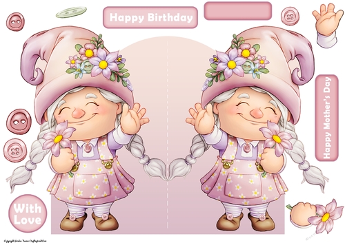 Maisie the Gnome Shaped Card