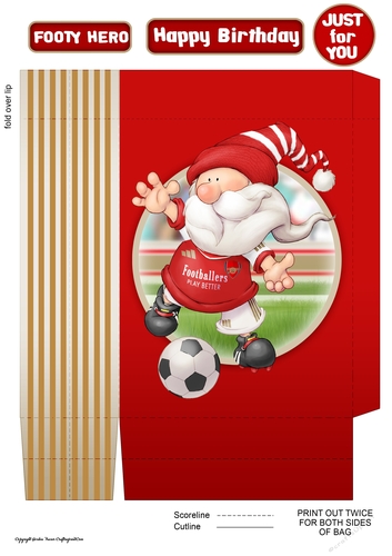 Football Gnome Red and White Mini Gift Bag