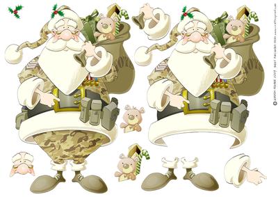 Armed Forces Santa Claus Decoupage Sheet.