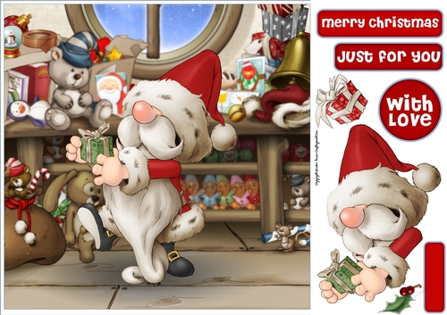 Santa Gnome 3 8x8 Quick Card