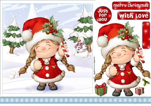 Maisie the Christmas Gnome 7x7 Quick Card