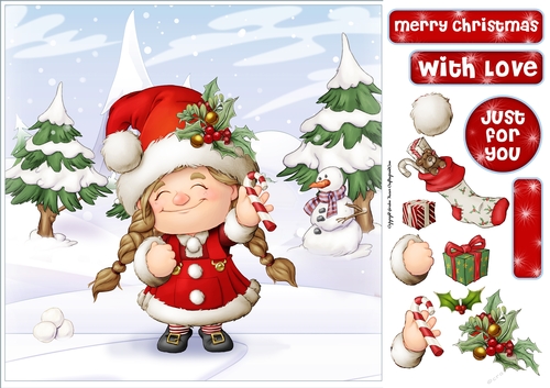 Maisie the Christmas Gnome 8x8 Quick Card