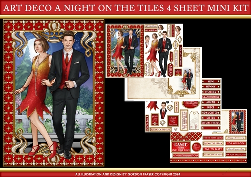 Art Deco A Night on the Tiles 4 Sheet Mini Kit Red