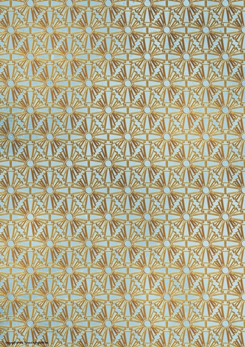 Art Deco Lola Gold Fan Paper Blue