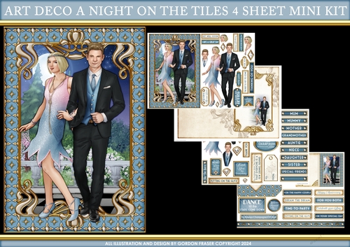 Art Deco A Night on the Tiles 4 Sheet Mini Kit Blue