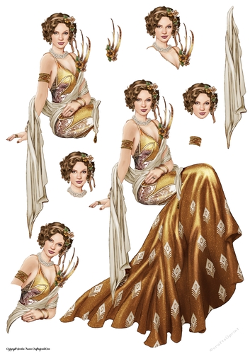 Art Deco Lady Lola Decoupage Sheet Gold