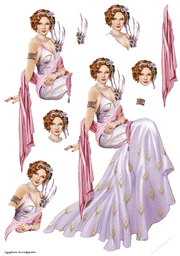 Art Deco Lady Lola Decoupage Sheet Lilac