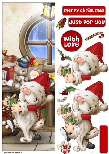 Santa Gnome 3 Large Vertical DL
