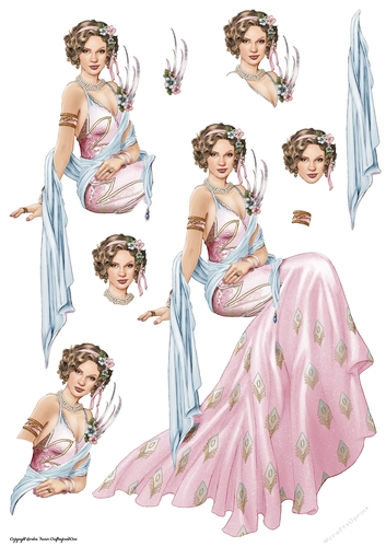 Art Deco Lady Lola Decoupage Sheet Pink