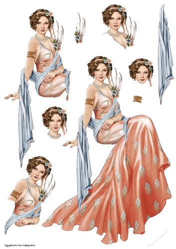 Art Deco Lady Lola Decoupage Sheet Peach