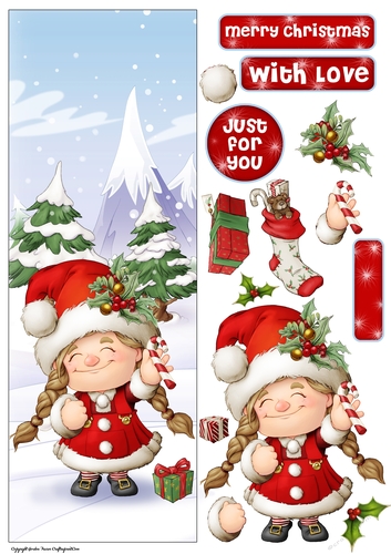 Maisie the Christmas Gnome Large Vertical DL