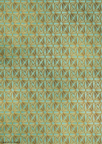 Art Deco Lola Gold Fan Paper Aqua