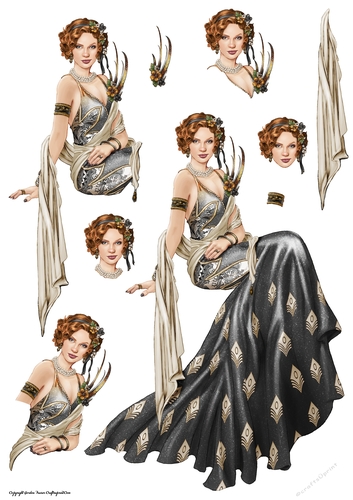 Art Deco Lady Lola Decoupage Sheet Black