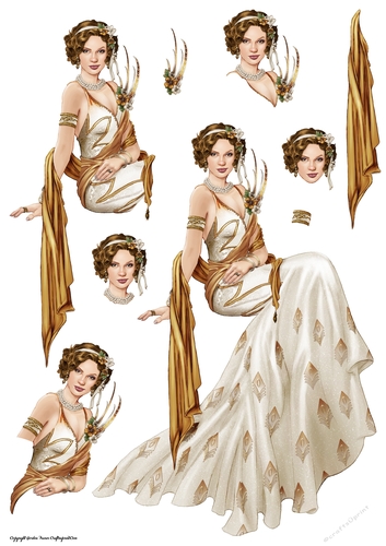 Art Deco Lady Lola Decoupage Sheet Cream