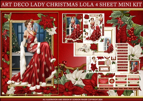 Art Deco Lady Christmas Lola 4 Sheet Mini Kit Red 
