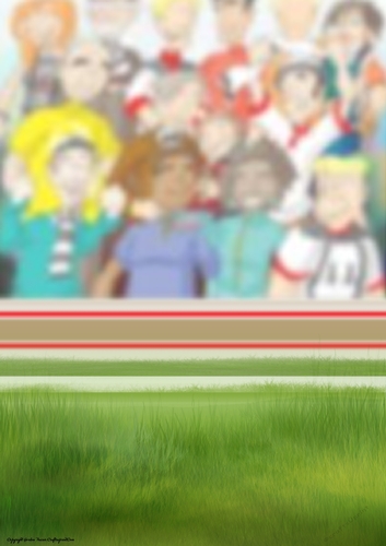 Football Dude Red, White, Gold Pitch Scene