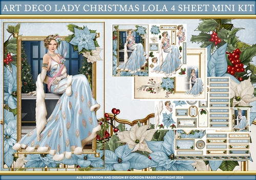 Art Deco Lady Christmas Lola 4 Sheet Mini Kit Blue