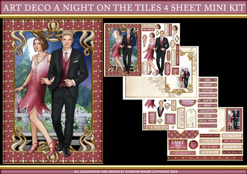 Art Deco A Night on the Tiles 4 Sheet Mini Kit Dark Pink