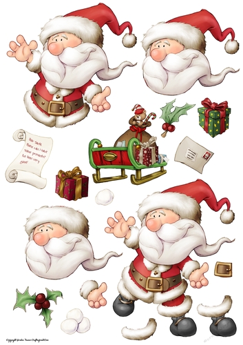 Santa Gnome 4 Decoupage Sheet