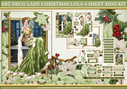 Art Deco Lady Christmas Lola 4 Sheet Mini Kit Green