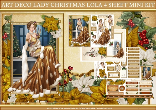 Art Deco Lady Christmas Lola 4 Sheet Mini Kit Gold