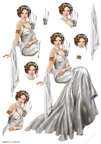 Art Deco Lady Lola Decoupage Sheet Silver