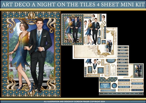 Art Deco A Night on the Tiles 4 Sheet Mini Kit Dark Blue